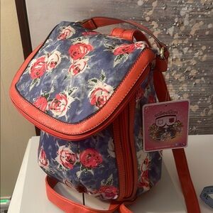 Floral Backpack with Red Accents